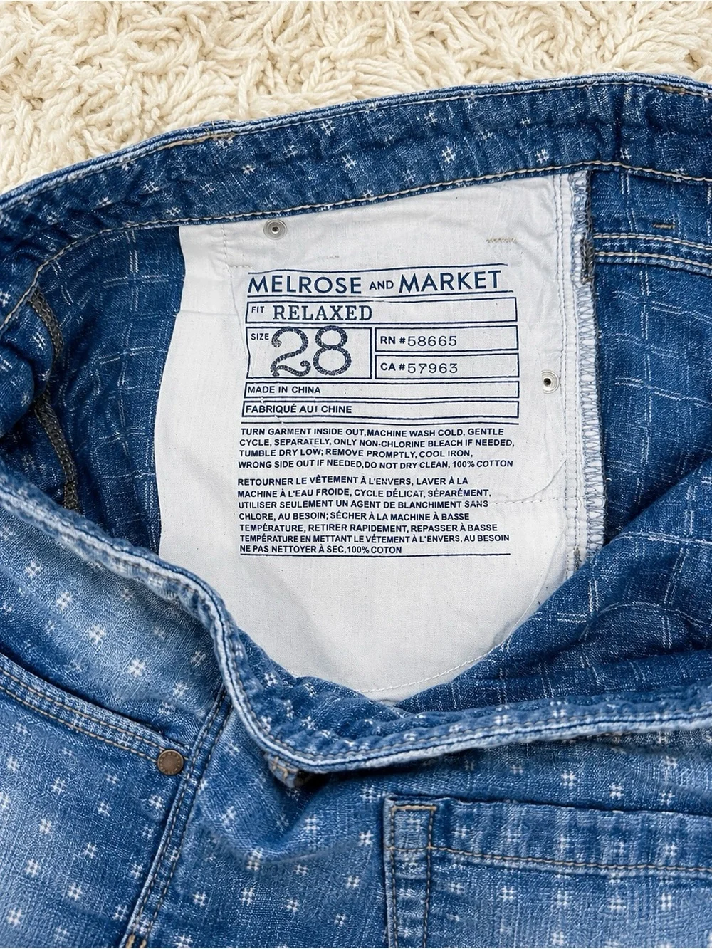 Melrose and Market Blue Denim Polka-Dot Roll Cuff Shorts